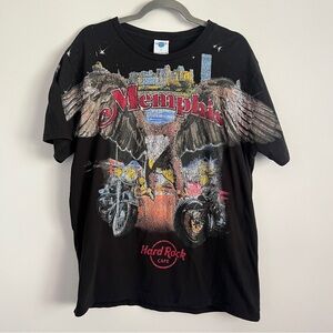 Hard Rock Cafe Memphis T Shirt PacSun Collab Black All Over Print Graphic Tee L